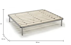 Rete letto piazza e mezza Dabaun, 100% Made in Italy, Cm 120x190h31<Dmora Discount