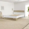 Rete letto singolo Avio, 146x197 h84 cm, Bianco e Quercia<Dmora Clearance