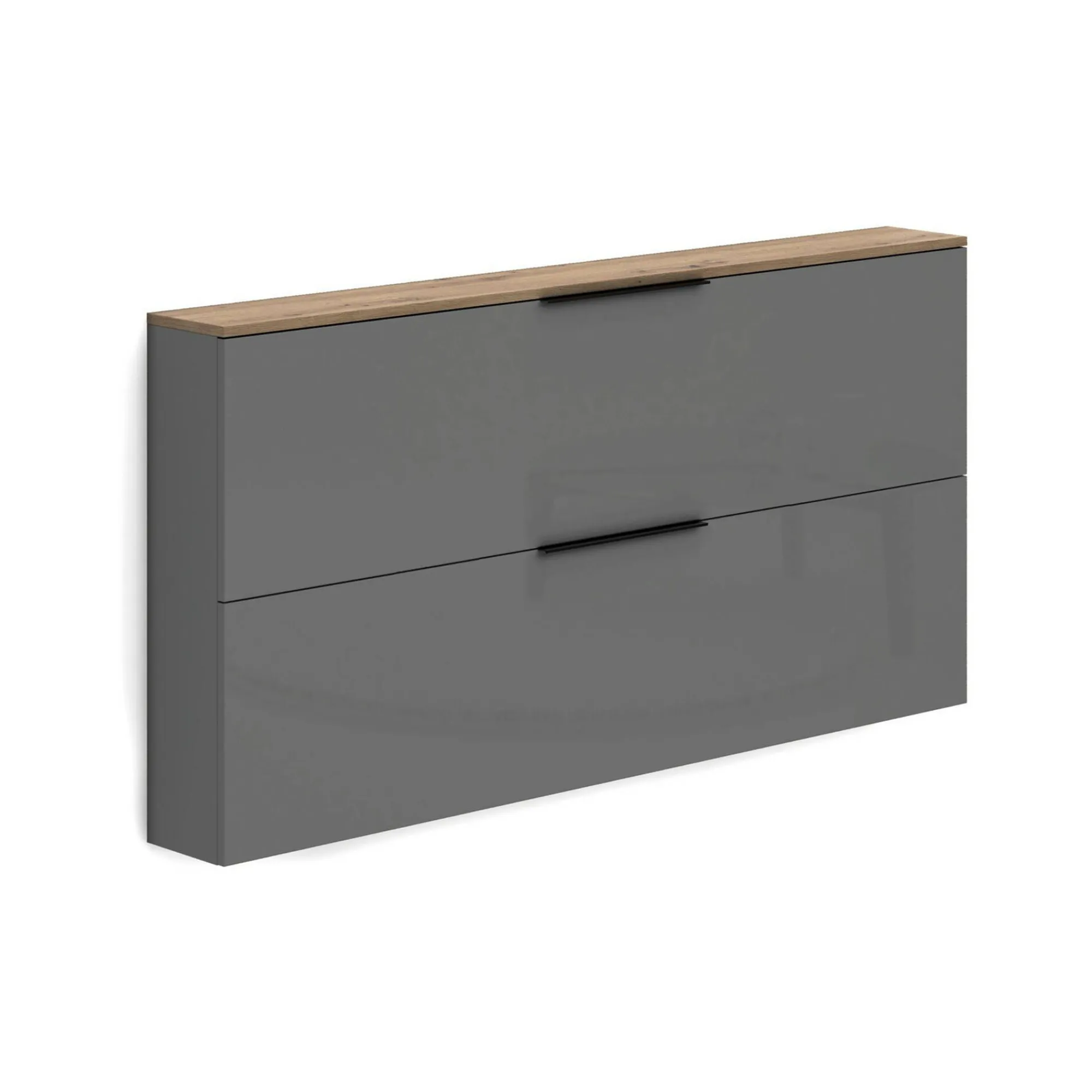 Scarpiera Achiko, 160x19h80 cm, Antracite lucido e Rovere<Dmora Best Sale