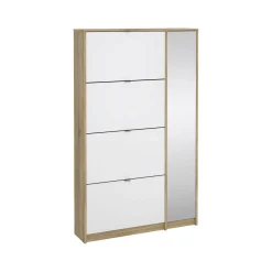 Scarpiera Acino, 99x24 h162 cm, Quercia e Bianco<Dmora Fashion