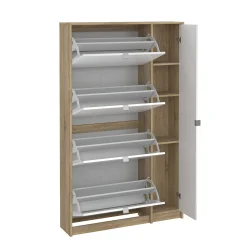 Scarpiera Acino, 99x24 h162 cm, Quercia e Bianco<Dmora Fashion