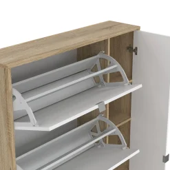 Scarpiera Acino, 99x24 h162 cm, Quercia e Bianco<Dmora Fashion