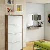 Scarpiera Adeindein, 67x28h147 cm, Bianco e Rovere<Dmora Cheap