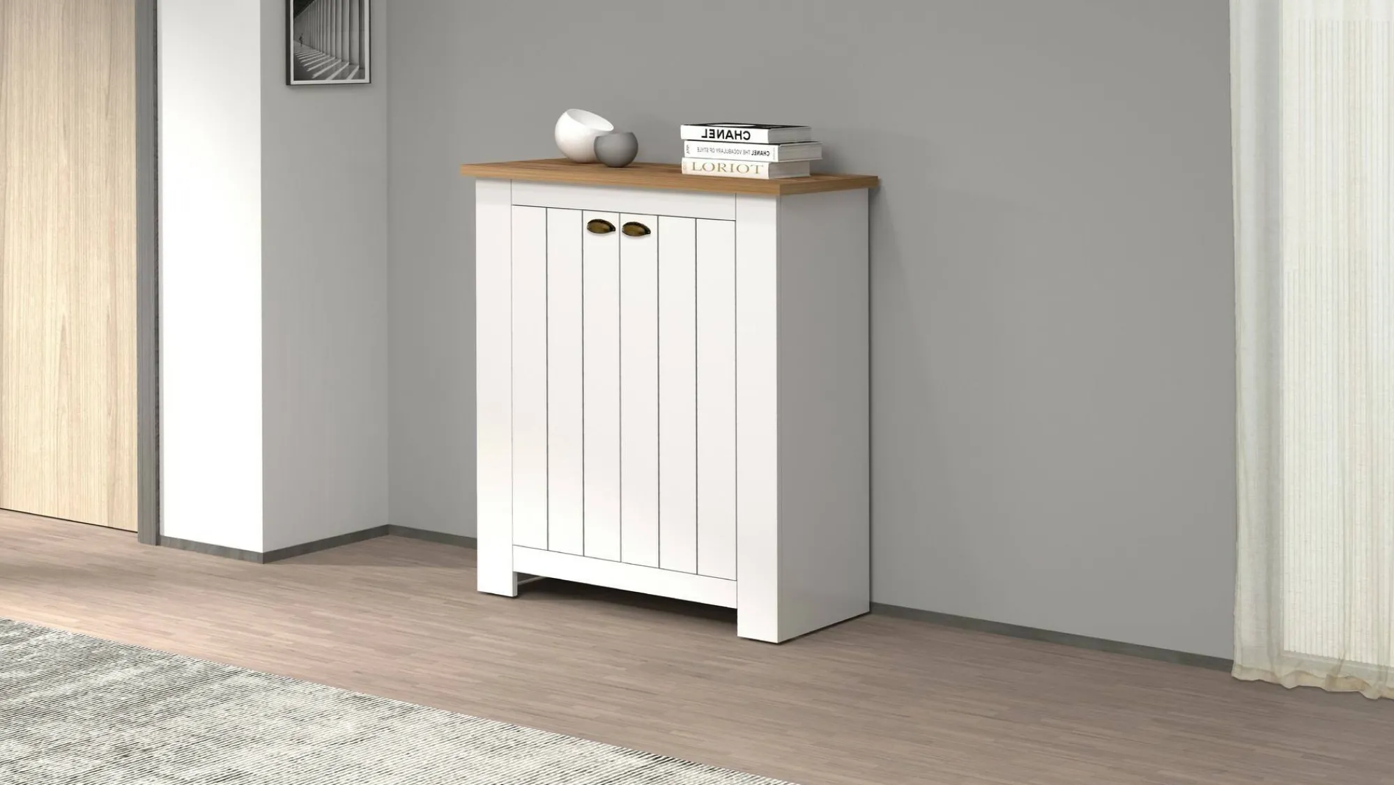Scarpiera Adriatica, 84x42h100 cm, Bianco e<Dmora Fashion