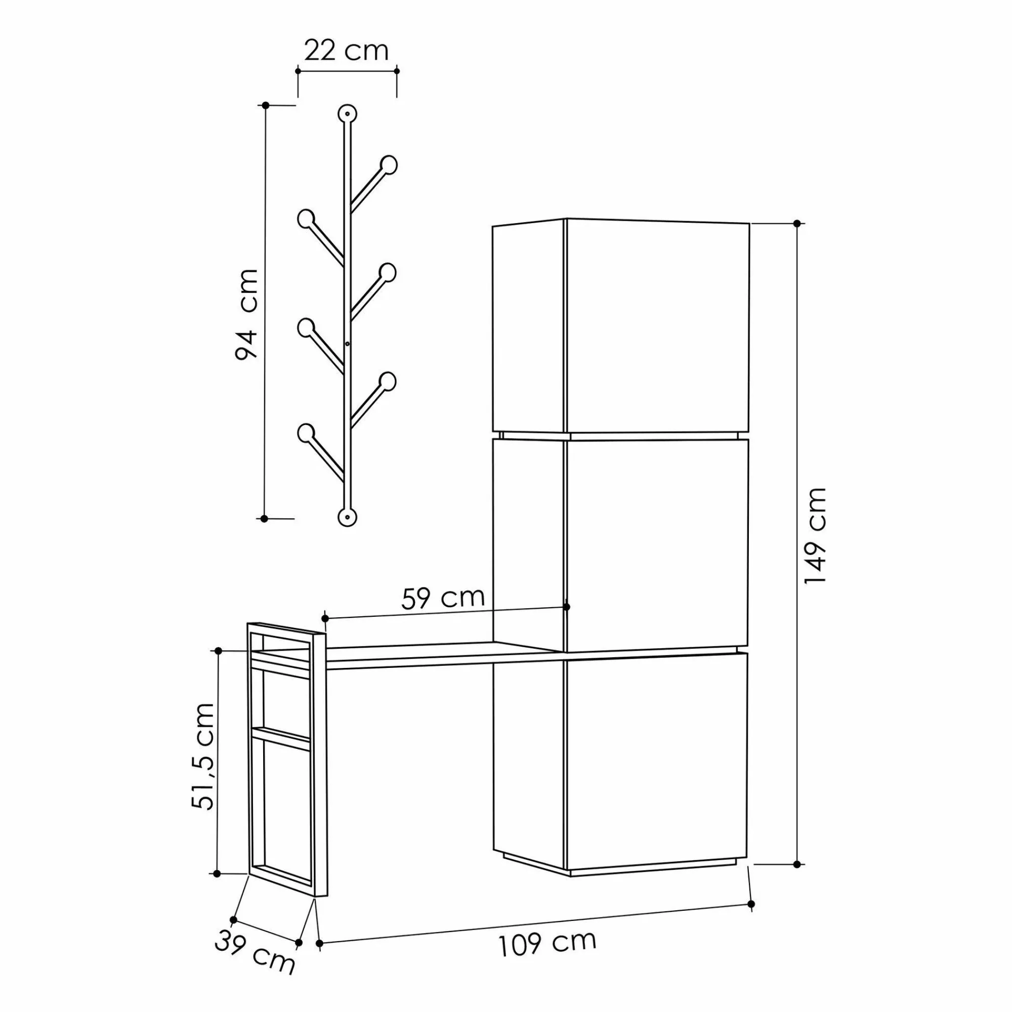 Scarpiera Akoni, 109x39 h149 cm, Antracite e Quercia<Dmora Best Sale