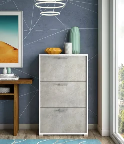 Scarpiera Amelisa, 67x18h112 cm, Bianco e Cemento<Dmora Fashion