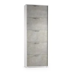Scarpiera Amigo, 67x18h184 cm, Cemento e Bianco<Dmora Cheap