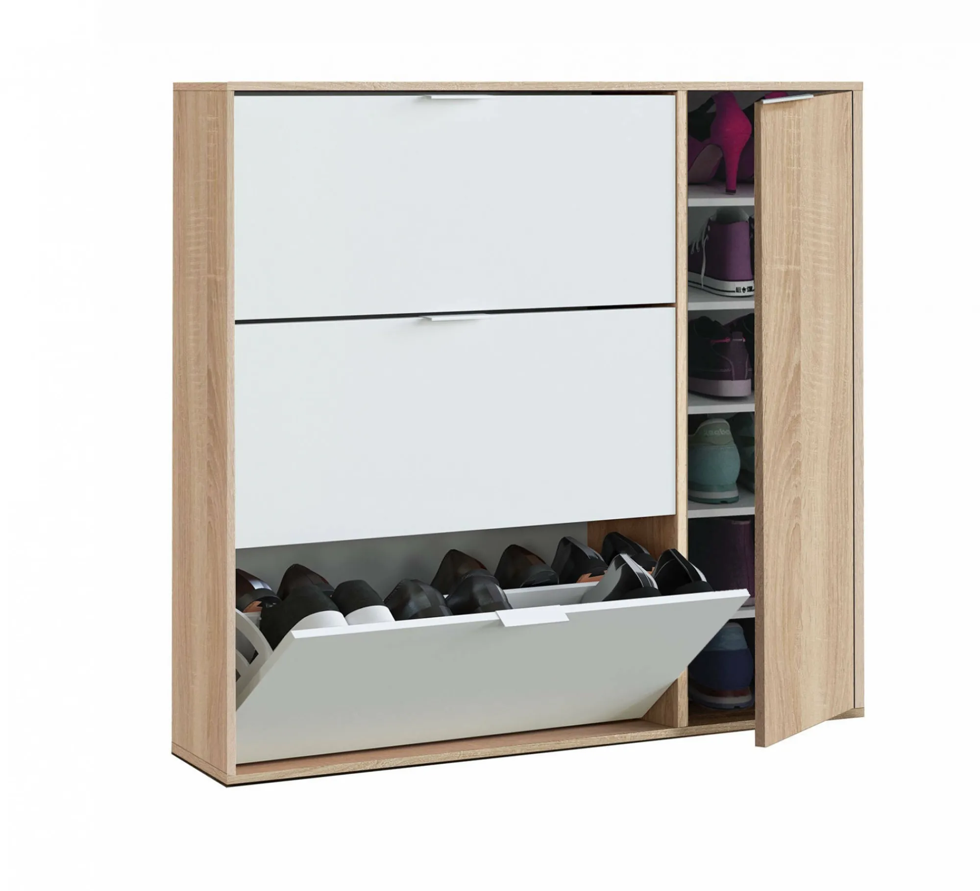 Scarpiera Ammour, 106x22h115 cm, Rovere e Bianco<Dmora Store