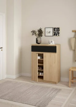 Scarpiera Angilops, 40x80 h111 cm, Rovere e Nero<Dmora Clearance