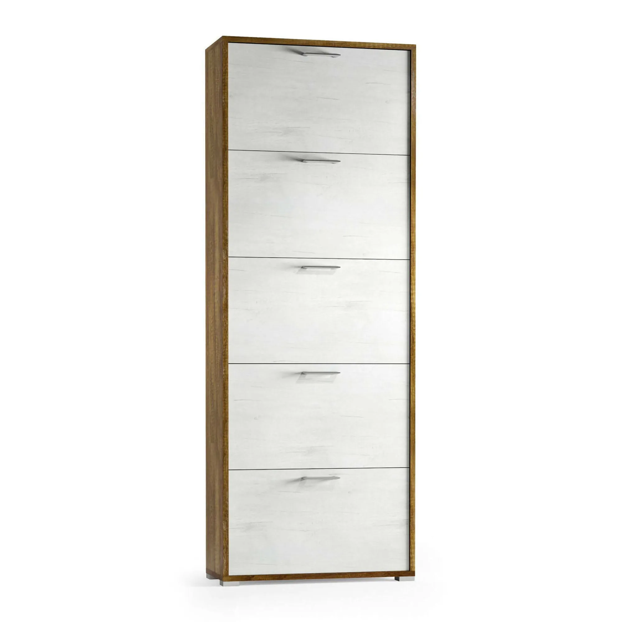 Scarpiera Anina, 67x28h183 cm, Bianco e Rovere<Dmora Clearance
