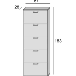 Scarpiera Anina, 67x28h183 cm, Bianco e Rovere<Dmora Clearance