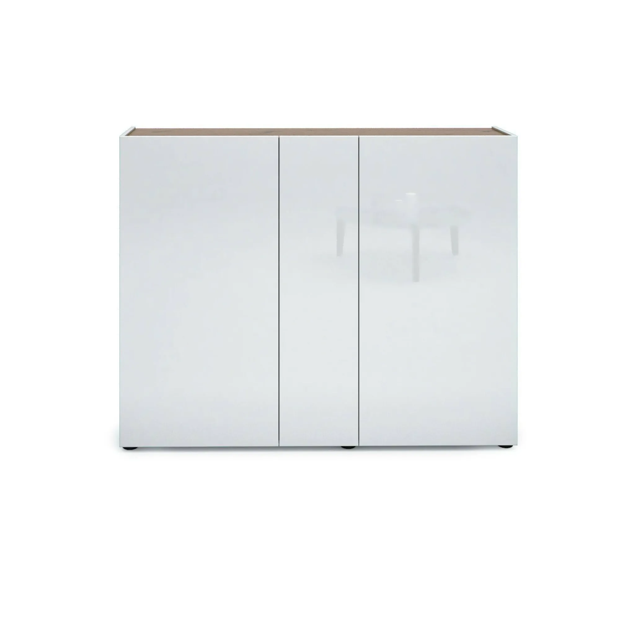 Scarpiera Anir, 145x35h115 cm, Bianco lucido e Rovere<Dmora Shop