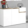 Scarpiera Anist, cm 120x40h80, Bianco lucido e Acero<Dmora Hot