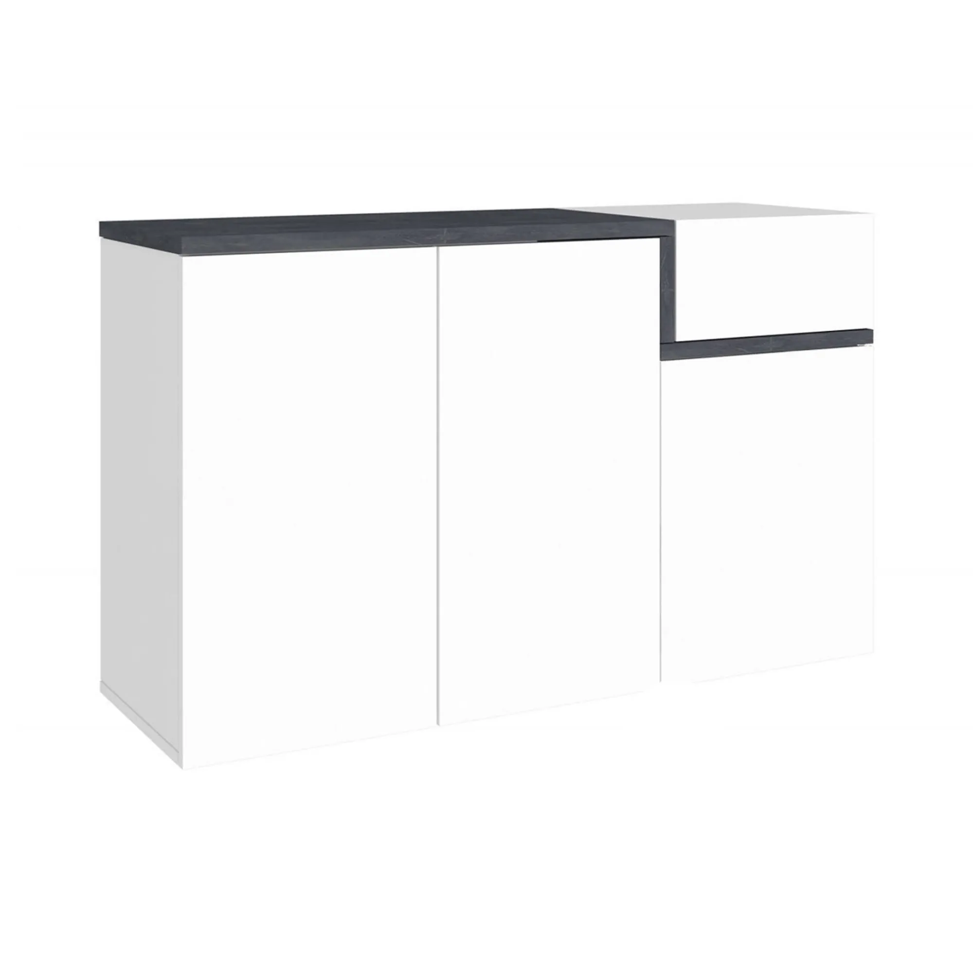 Scarpiera Anist, cm 120x40h80, Bianco lucido e Ardesia<Dmora Hot