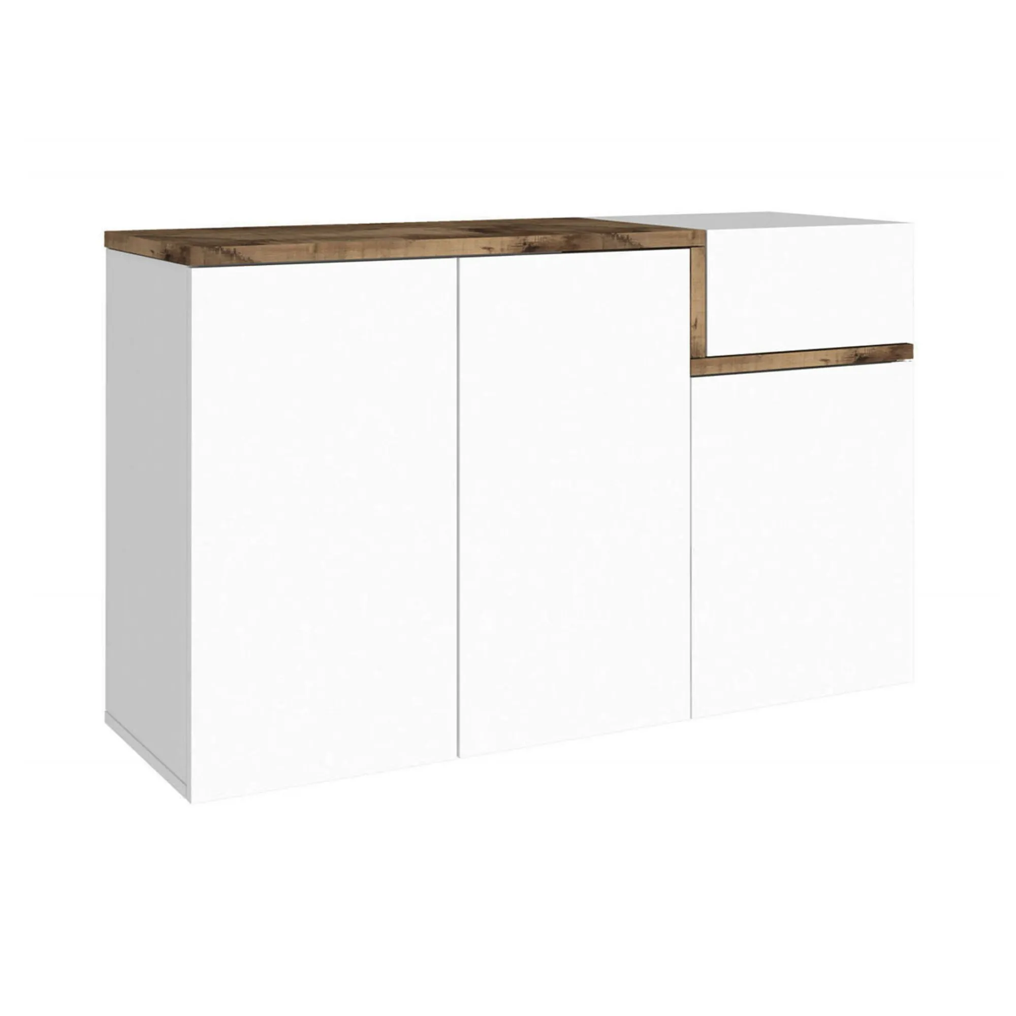 Scarpiera Anist, cm 120x40h80, Bianco lucido e Acero<Dmora Hot