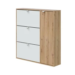 Scarpiera Anuk, 105x24h112 cm, Bianco e Rovere<Dmora Discount
