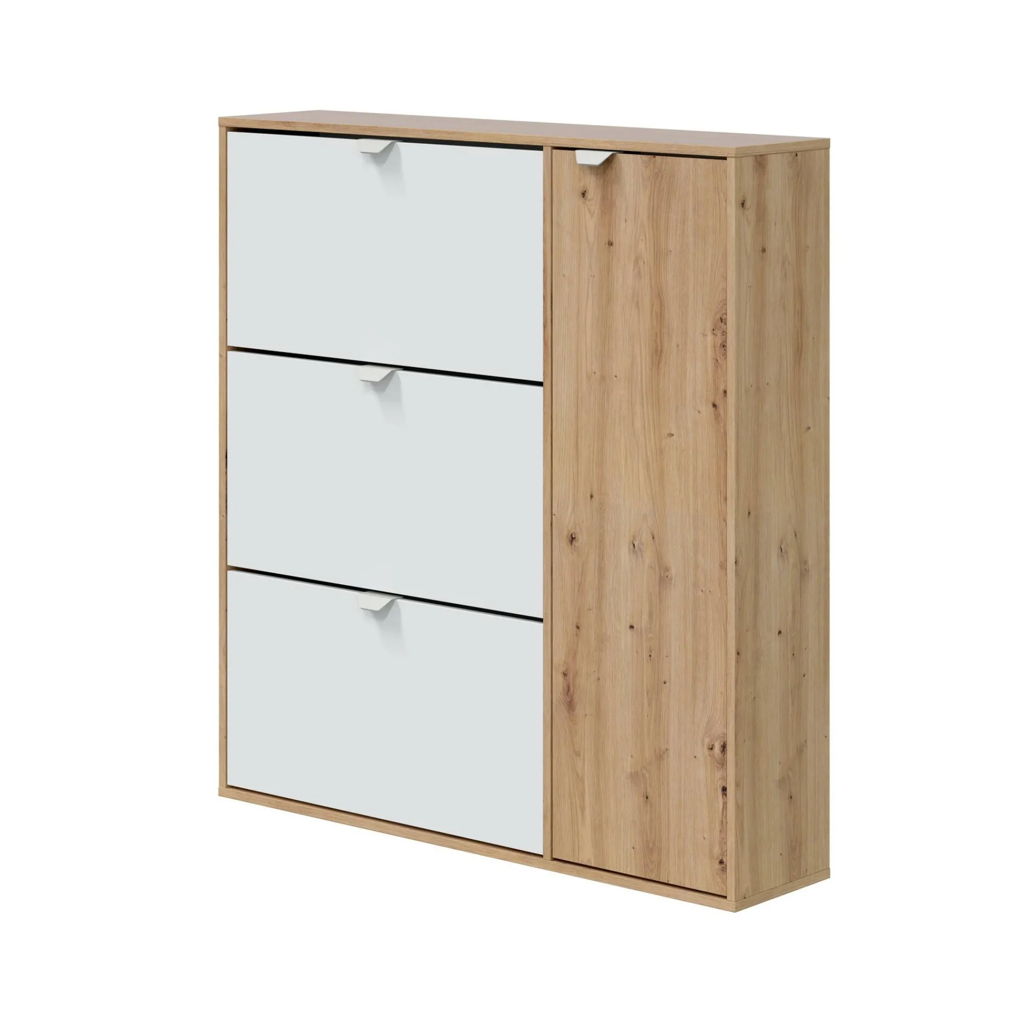 Scarpiera Anuk, 105x24h112 cm, Bianco e Rovere<Dmora Discount