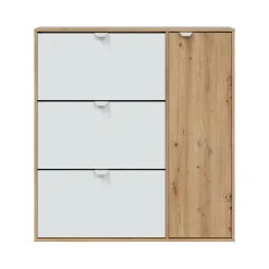 Scarpiera Anuk, 105x24h112 cm, Bianco e Rovere<Dmora Discount