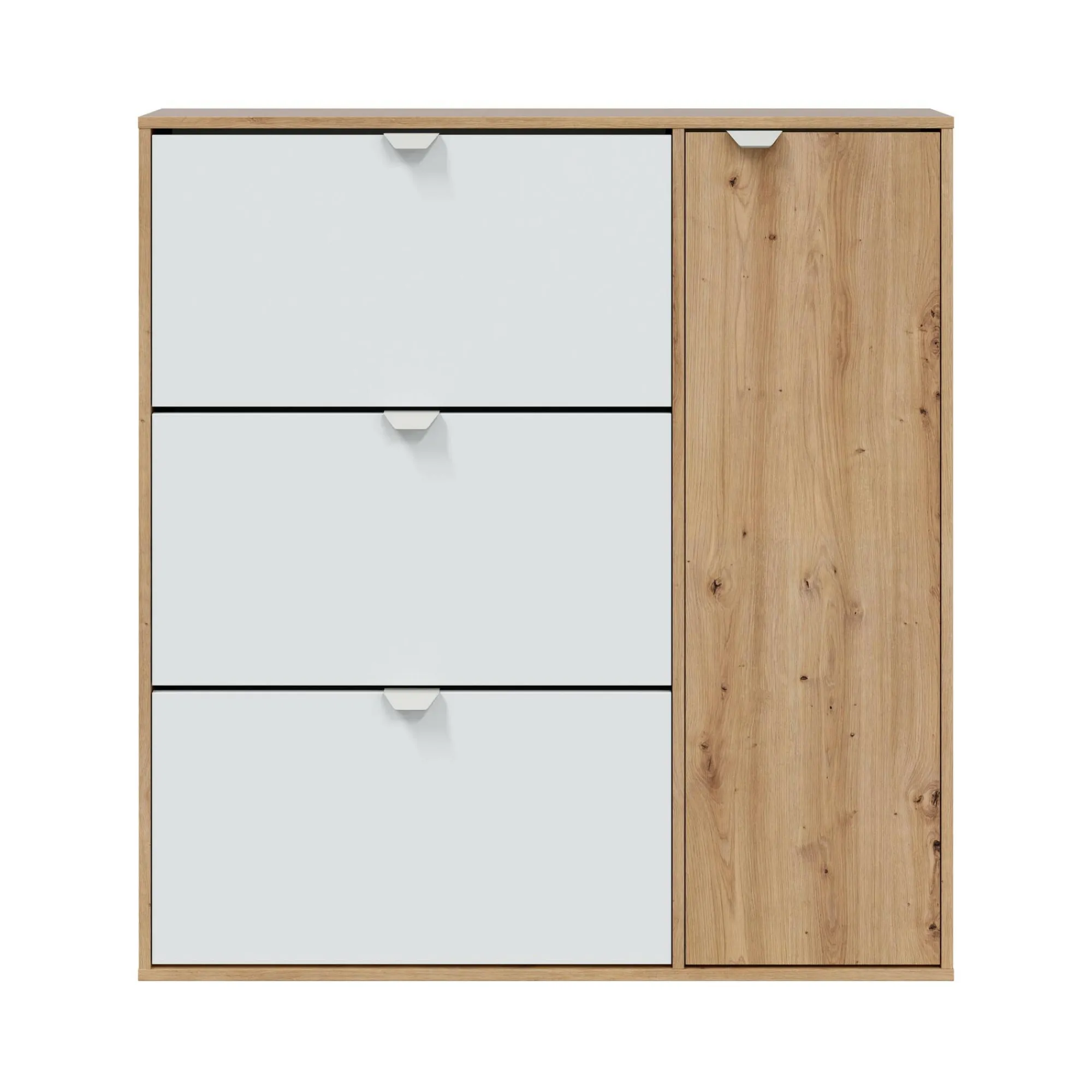 Scarpiera Anuk, 105x24h112 cm, Bianco e Rovere<Dmora Discount