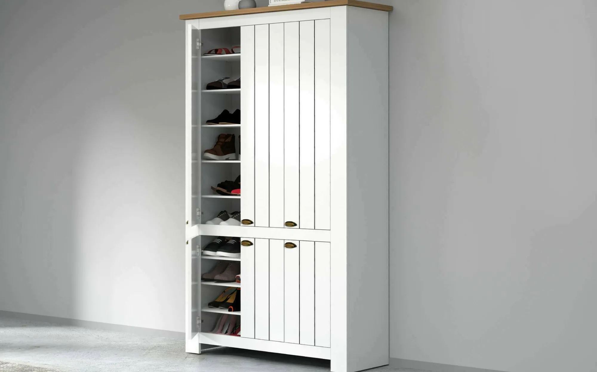 Scarpiera Apricena, 114x42h200 cm, Bianco e<Dmora Online