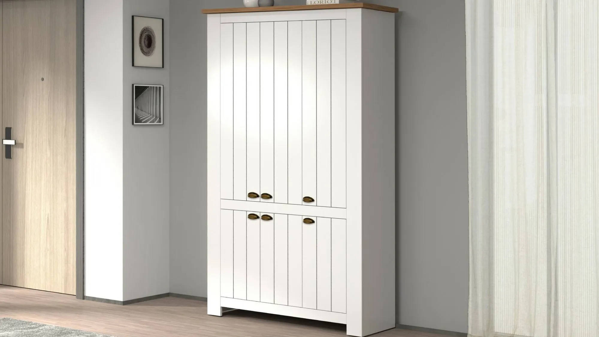 Scarpiera Apricena, 114x42h200 cm, Bianco e<Dmora Online