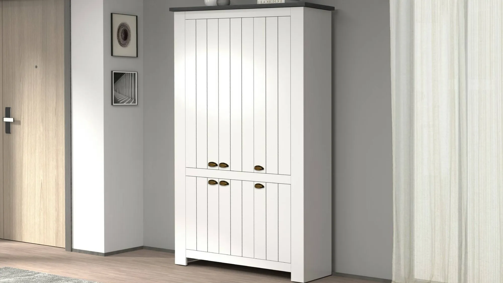 Scarpiera Apricena, 114x42h200 cm, Bianco e<Dmora Cheap