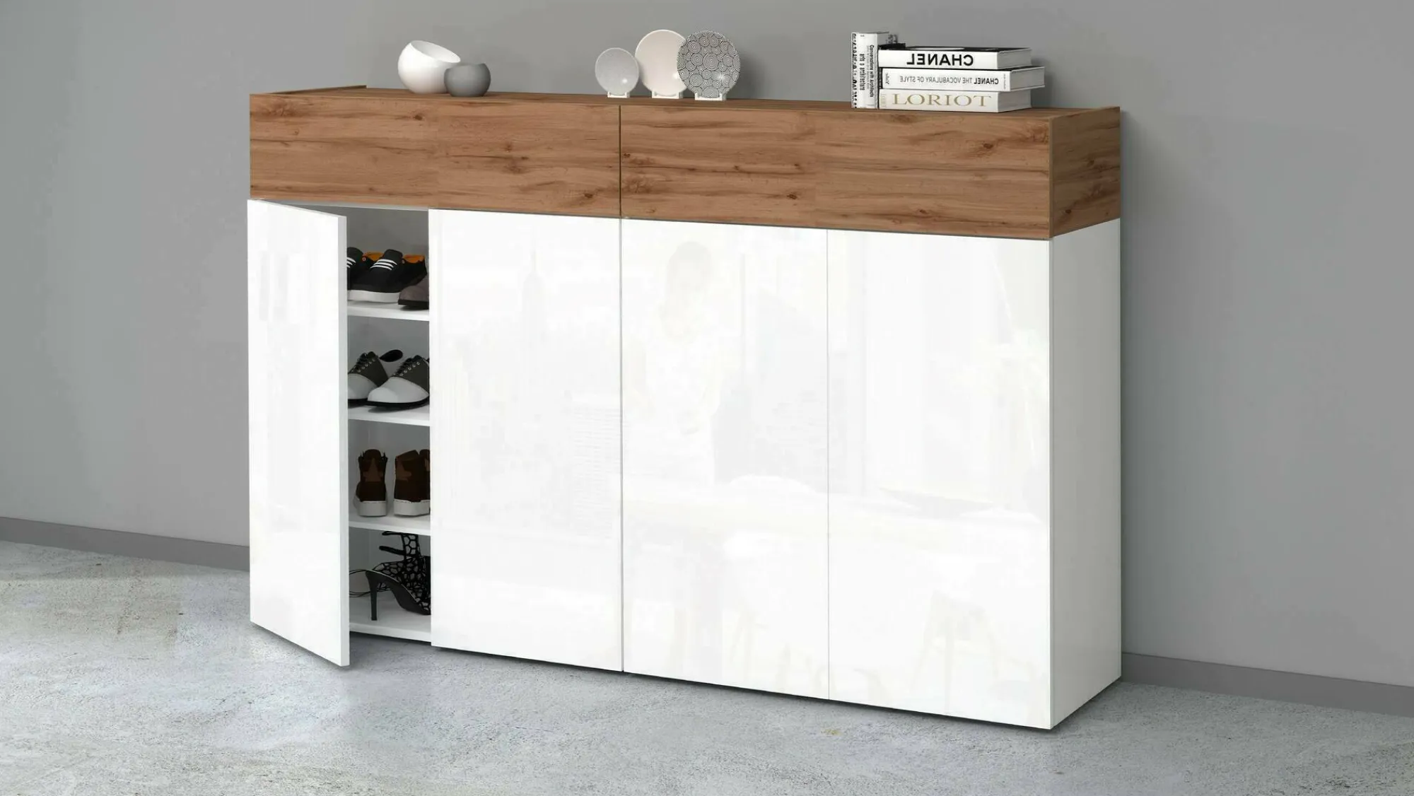 Scarpiera Are, 154x38h100 cm, Bianco e<Dmora Sale