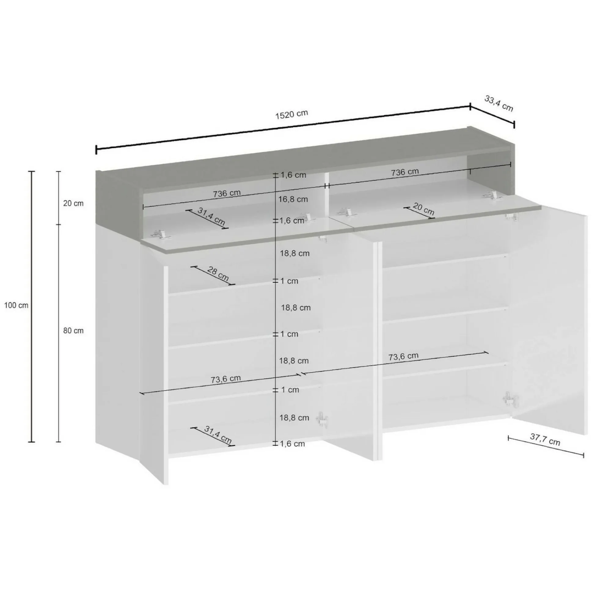 Scarpiera Are, 154x38h100 cm, Bianco e<Dmora Sale