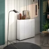 Scarpiera Arrone, 116x35h115 cm, Bianco lucido e Rovere<Dmora Store
