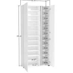 Scarpiera Arthus, 91x33h196 cm, Bianco lucido e Antracite<Dmora Outlet