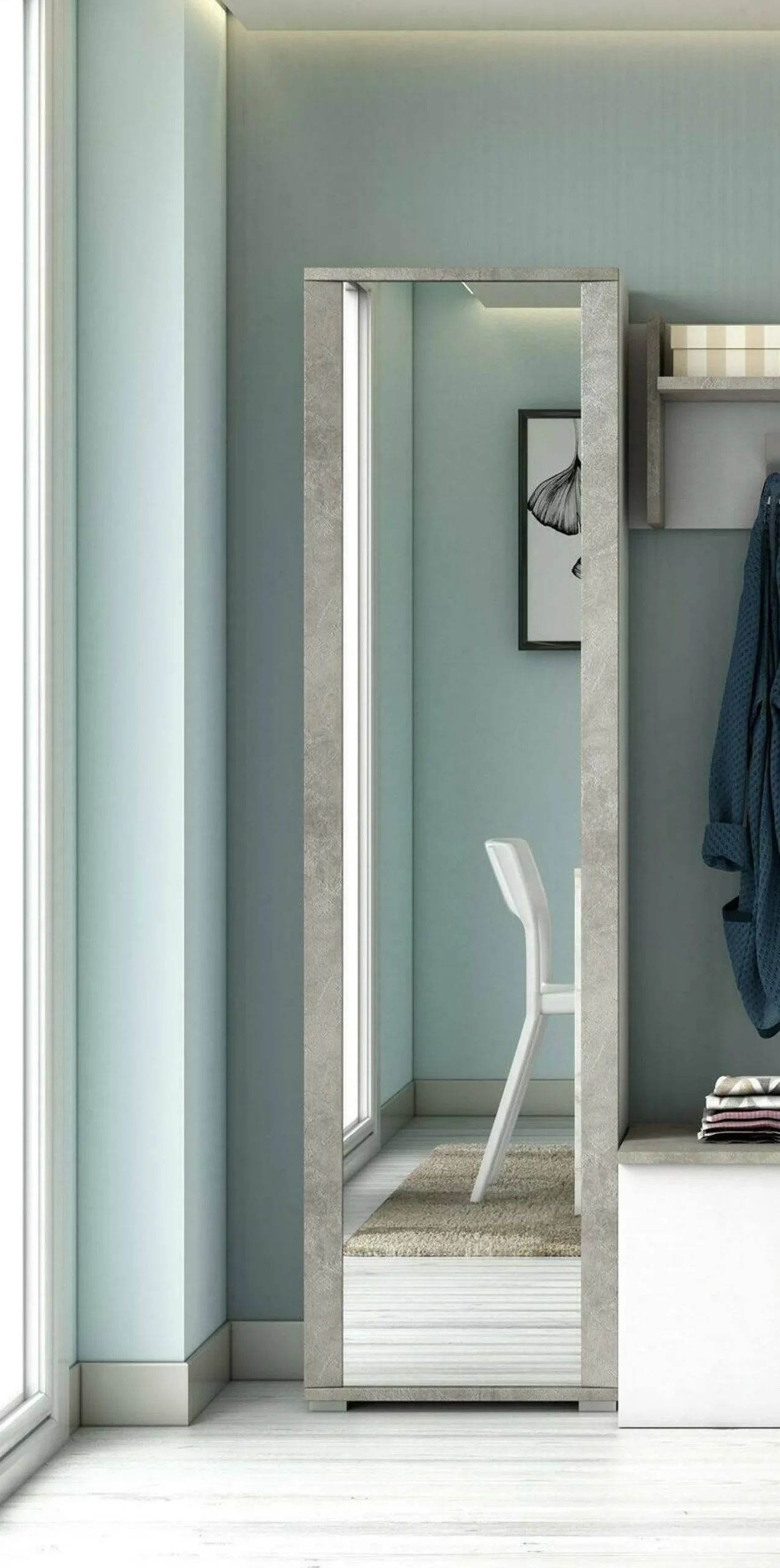Scarpiera Asiago, 50x32hx182 cm, Bianco e Cemento<Dmora Sale