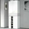 Scarpiera Asklol, 76x38h200 cm, Bianco effetto larice<Dmora Online