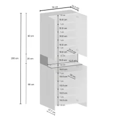 Scarpiera Asklol, 76x38h200 cm, Bianco e Rovere<Dmora Online