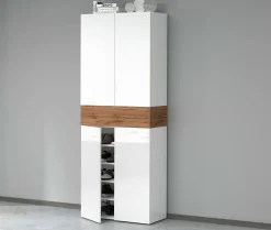 Scarpiera Asklol, 76x38h200 cm, Bianco e Rovere<Dmora Online