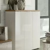 Scarpiera Aspidistra, 122x34h115 cm, Bianco lucido e Rovere<Dmora Shop