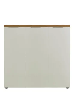 Scarpiera Aspidistra, 122x34h115 cm, Bianco lucido e Rovere<Dmora Shop