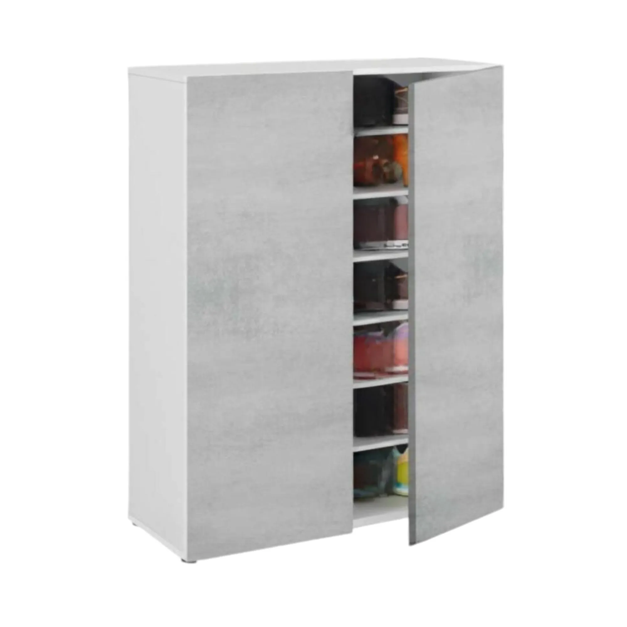 Scarpiera Athenodora, 70x36h103 cm, Cemento e Bianco<Dmora Fashion