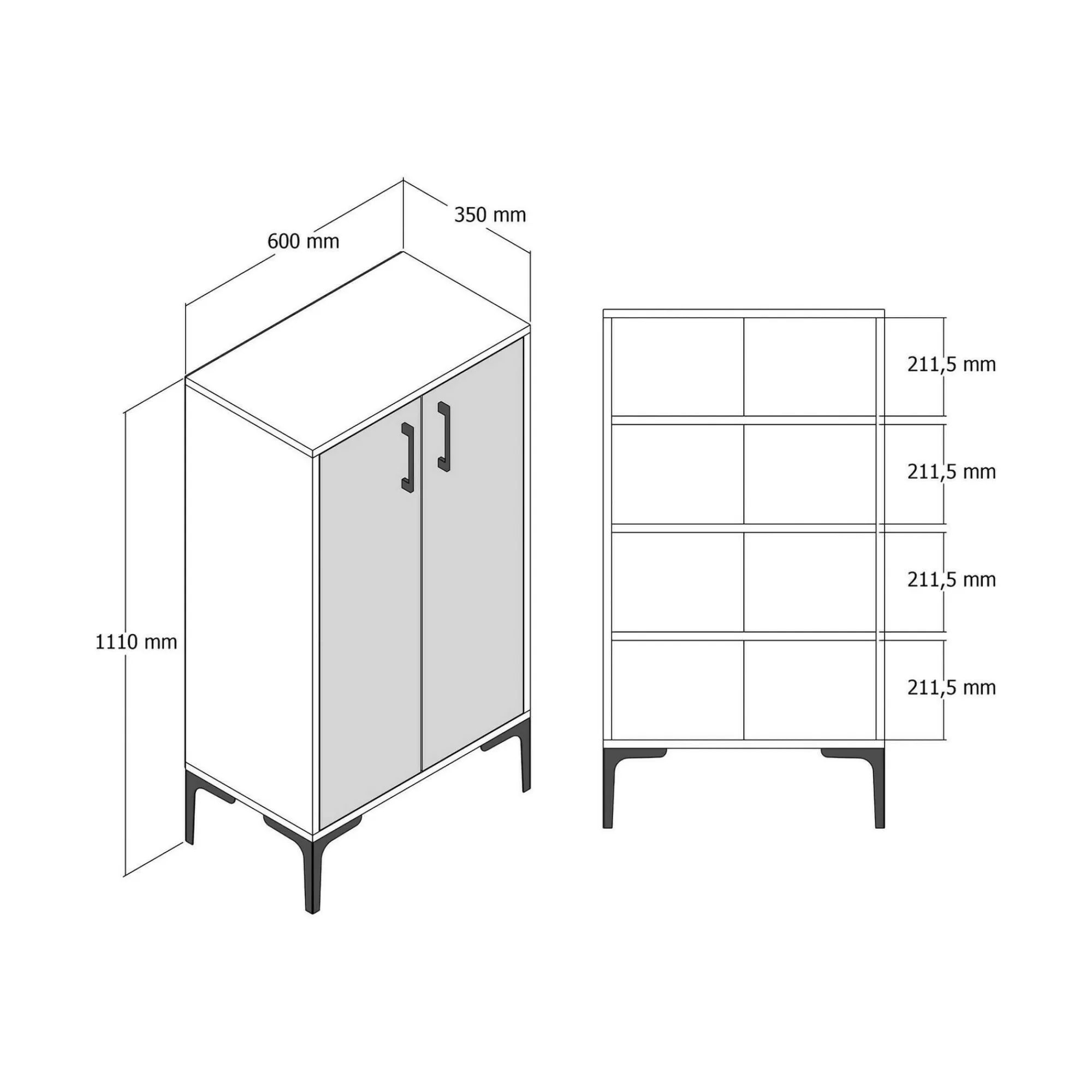 Scarpiera Axarix, 60x35h111 cm, Noce e Bianco<Dmora Best Sale