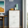 Scarpiera Axinite, 67x28h112 cm, Bianco e Rovere<Dmora Sale