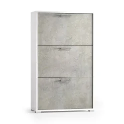 Scarpiera Axinite, 67x28h112 cm, Bianco e Cemento<Dmora Outlet