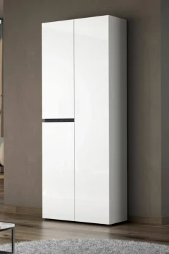 Scarpiera Baiso, 80x34h200 cm, Bianco lucido e Antracite<Dmora Online