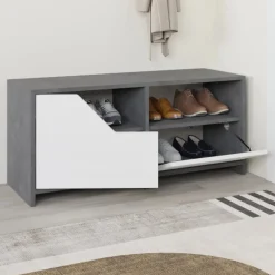 Scarpiera Berto, 105x37 h47 cm, Grigio e Bianco<Dmora Best