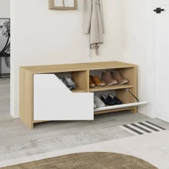Scarpiera Berto, 105x37 h47 cm, Quercia e Bianco<Dmora Best