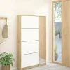 Scarpiera Brie, Mobile portascarpe, Armadio da ingresso multiuso, Mobiletto per calzature, 99x24 h162 cm, Quercia e Bianco<Dmora Hot