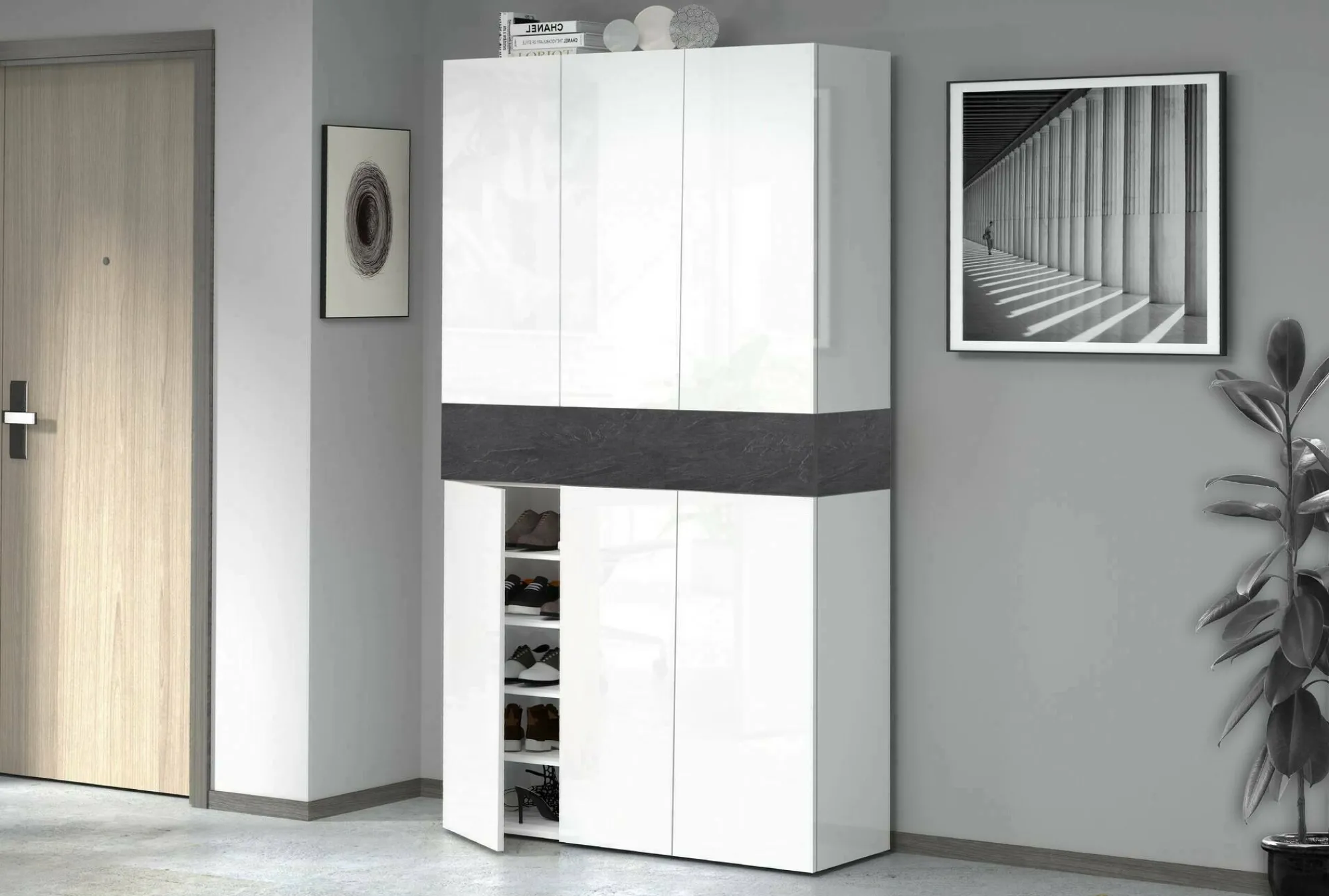 Scarpiera Charoite, 114x35h200 cm, Bianco e<Dmora Cheap