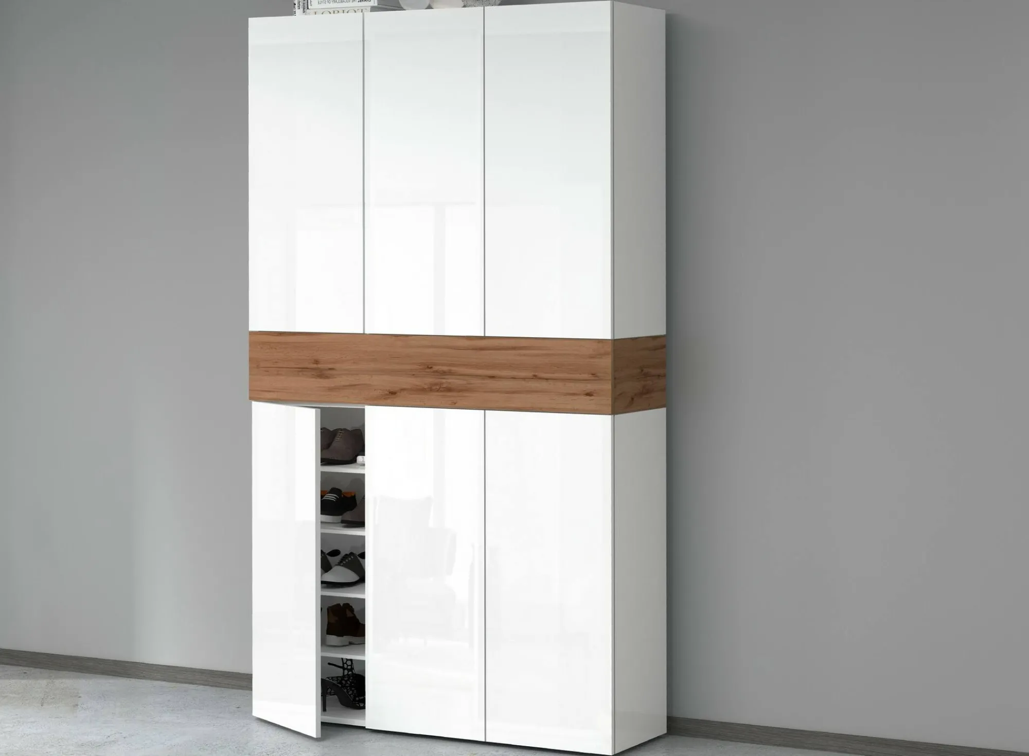 Scarpiera Charoite, 114x35h200 cm, Bianco e<Dmora Outlet