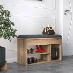 Scarpiera con seduta e ripiani, cm 80 x 31 x 46, colore<Dmora Cheap