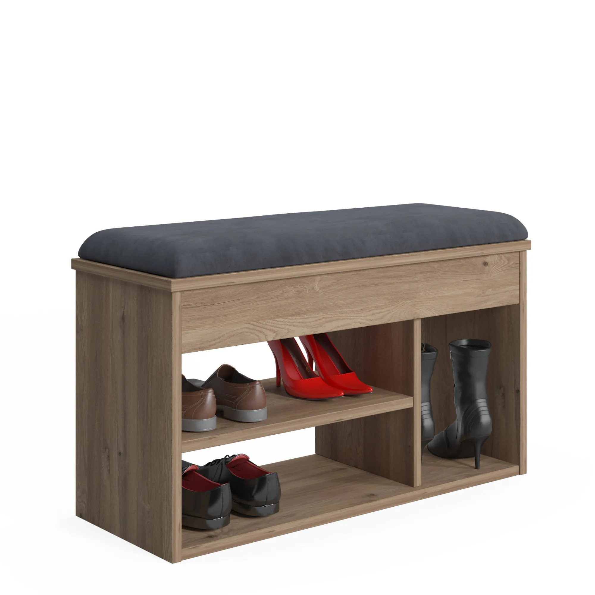 Scarpiera con seduta e ripiani, cm 80 x 31 x 46, colore<Dmora Cheap