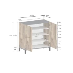 Scarpiera Dabbaso, cm 80x40h80, Ardesia e Acero<Dmora Cheap