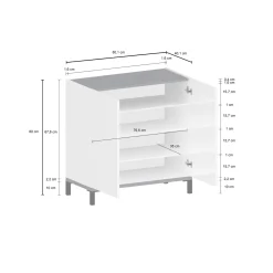 Scarpiera Dabbaso, cm 80x40h80, Bianco lucido e Ardesia<Dmora Clearance